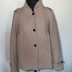 Zara Women's Beige/Tan Coat with Black Buttons